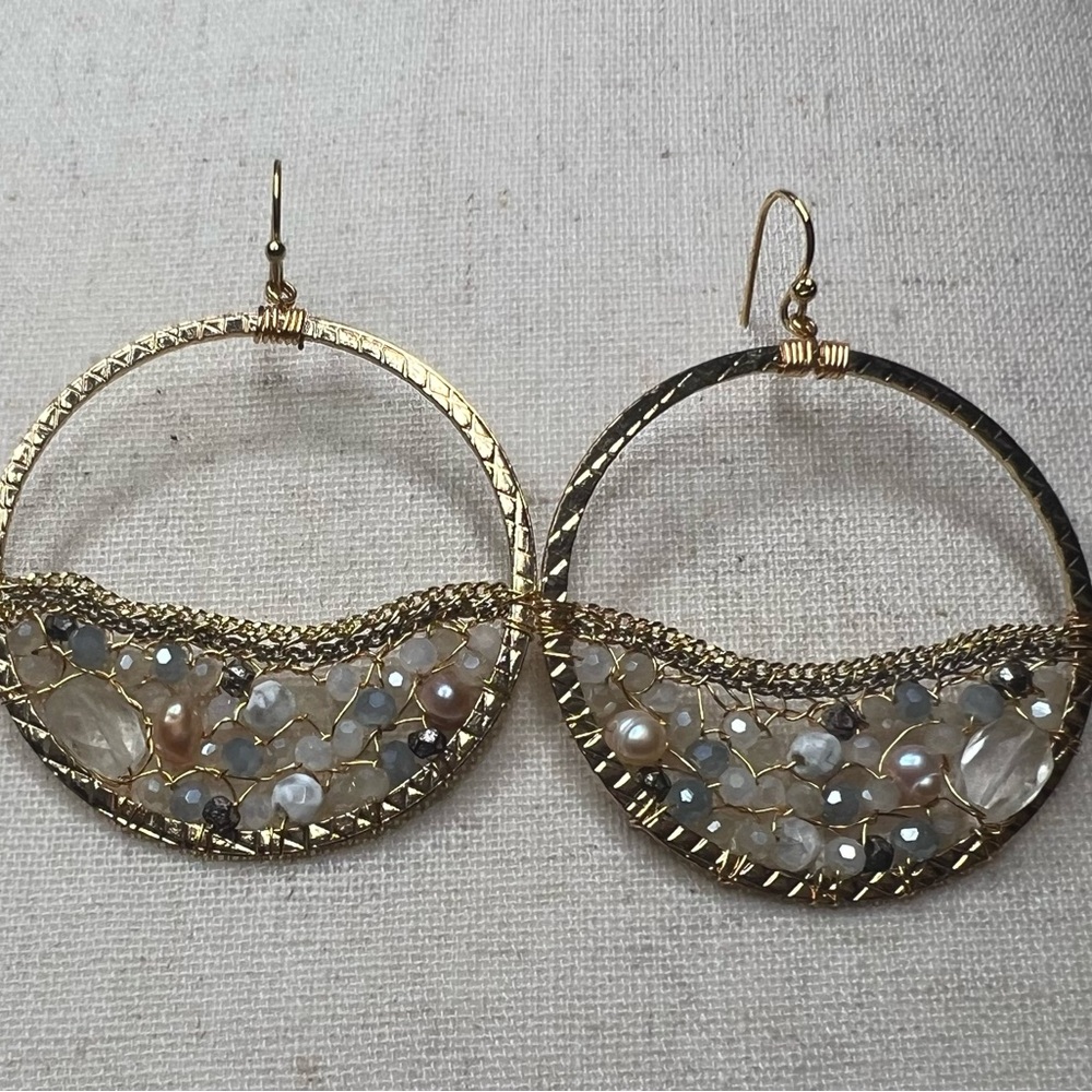 Gold and Silver Beaded Earrings